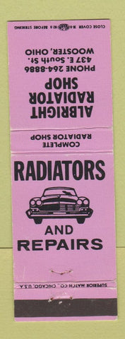 Matchbook Cover - Albright Radiator Shop Wooster OH PINK
