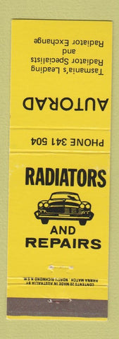 Matchbook Cover - Autorad Radiators Tasmania Australia