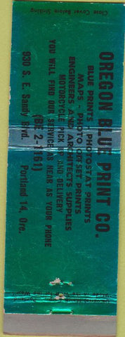 Matchbook Cover - Oregon Blue Print Co Portland OR