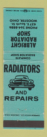 Matchbook Cover - Albright Radiator Shop Wooster OH TEAL WEAR