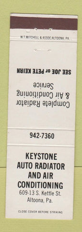 Matchbook Cover - Keystone Auto Radiator Air Conditioning Altoona PA