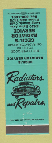 Matchbook Cover - Cecil's Radiator Shop Long Beach CA