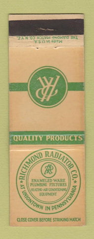Matchbook Cover - Richmond Radiator Uniontown PA