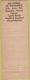 Matchbook Cover - Parson's Insurance Agency Youngstown OH