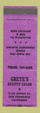 Matchbook Cover - Grete's Beauty Salon San Francisco CA