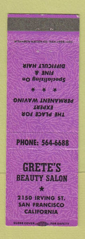 Matchbook Cover - Grete's Beauty Salon San Francisco CA