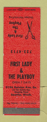 Matchbook Cover - First Lady and the Playboy Salon Seattle WA RED