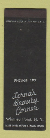 Matchbook Cover - Lorna's Beauty Corner salon Whitney Point NJ WORN