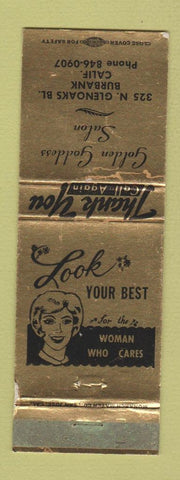 Matchbook Cover - Golden Goddess Beauty Salon Burbank CA WEAR