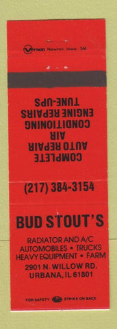 Matchbook Cover - Bud Stout's Radiator Service Urbana IL