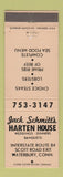 Matchbook Cover - Jack Schmitt's Harten House Waterbury CT restaurant