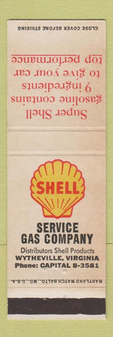 Matchbook Cover - Shell oil gas Wytheville VA #1