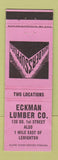 Matchbook Cover - Eckman Lumber Lehighton PA PINK