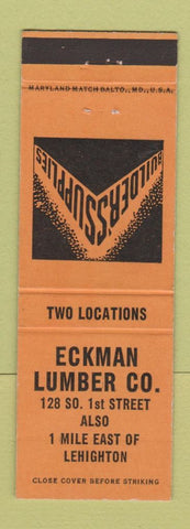 Matchbook Cover - Eckman Lumber Lehighton PA ORANGE