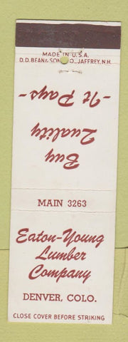 Matchbook Cover - Eaton Young Lumber Denver Colorado DD Bean