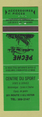 Matchbook Cover - Centre Du Sport Lyster QC GREEN