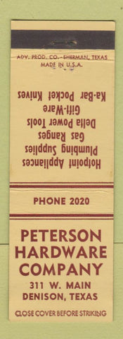Matchbook Cover - Peterson Hardware Denison TX