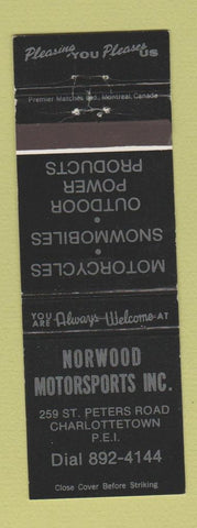 Matchbook Cover - Norwood Motorcycles Snowmobiles Charlottetown PEI PE WEAR