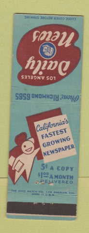 Matchbook Cover - Los Angeles CA Daily News newspaper Manchester Boddy
