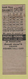 Matchbook Cover - Peoples Federal Savings Loan Massillon OH