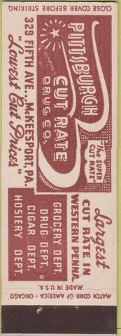 Matchbook Cover - Pittsburgh Cut Rate Drug McKeesport PA