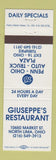 Matchbook Cover - Union 76f oil gas Giuseppe's Restaurant North Lima OH