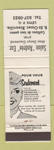 Matchbook Cover - Salon Andree Levis QC