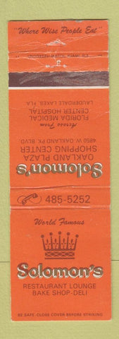 Matchbook Cover - Solomon's Restaurant Lauderdale Lakes FL WEAR