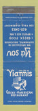 Matchbook Cover - Yiannis Greek Restaurant  CA? WEAR