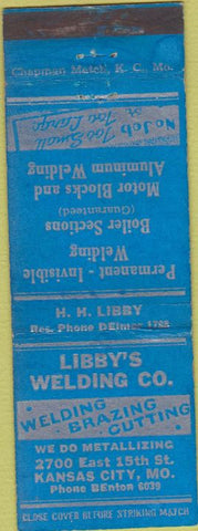 Matchbook Cover - Libby's Welding Co Kansas City MO WORN