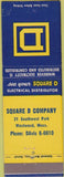 Matchbook Cover - Square D Co Westwood MA Eletcrical