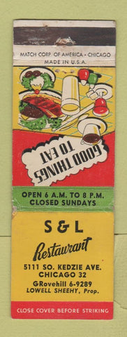 Matchbook Cover - S&L Restaurant Chciago IL WEAR