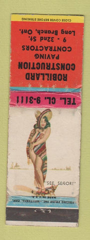 Matchbook Cover - Robillard Construction Long Branch ON pinup WORN