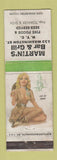 Matchbook Cover - Martin's Bar and Grill New York City pinup WEAR