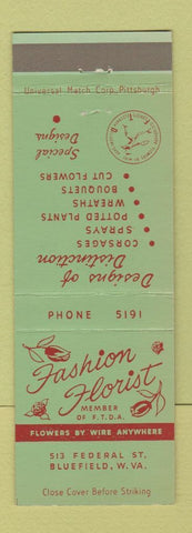 Matchbook Cover - Fashion Florist Bluefield WV