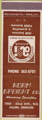 Matchbook Cover - Norm Speight Co Salem OR