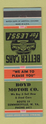 Matchbook Cover - Boyd Motors Summersville WV
