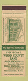 Matchbook Cover - Wood County Bank Parkersburg WV
