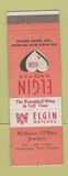 Matchbook Cover - Elgin Watches Wellman O'Shea Jewelry Huntington WV