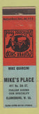 Matchbook Cover - Mike's Place Clarksburg WV Italian