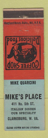 Matchbook Cover - Mike's Place Clarksburg WV Italian