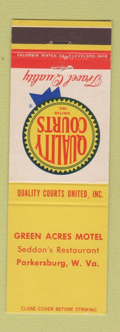 Matchbook Cover - Green Acres Motel Parkersburg WV Quality Courts