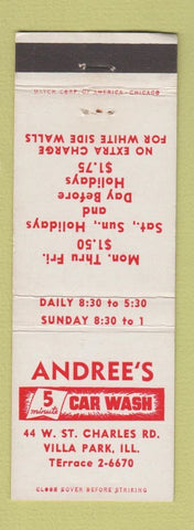 Matchbook Cover - Andree's Car Wash Villa Park IL