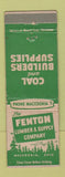 Matchbook Cover - Fenton Lumber Supply Macedonia OH