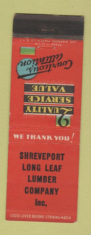 Matchbook Cover - Shreveport Long Leaf Lumber LA