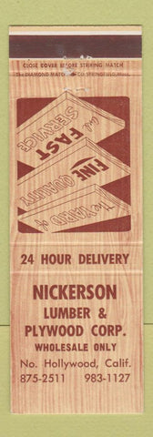 Matchbook Cover - Nickerson Lumber Plywood North Hollywood CA
