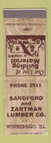 Matchbook Cover - Sandford and Zartman Lumber Winnebago IL WORN