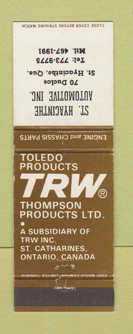 Matchbook Cover - TRW Thompson Products St Hyacinthe QC