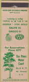 Matchbook Cover - Pines Motor Court Moutn Pleasant SC