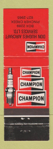Matchbook Cover - Champion Spark Plugs Don Hughes Pincher Creek AB